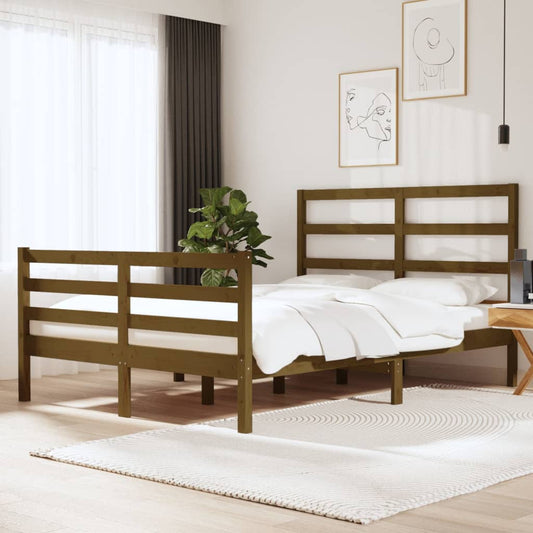 Sängynrunko hunajanruskea täysi mänty 135x190 cm 4FT6 Double - Sisustajankoti.fi