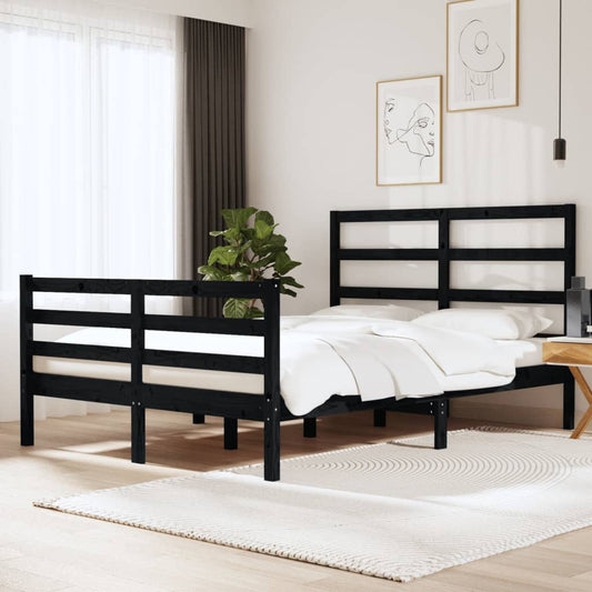 Sängynrunko musta täysi mänty 135x190 cm 4FT6 Double - Sisustajankoti.fi