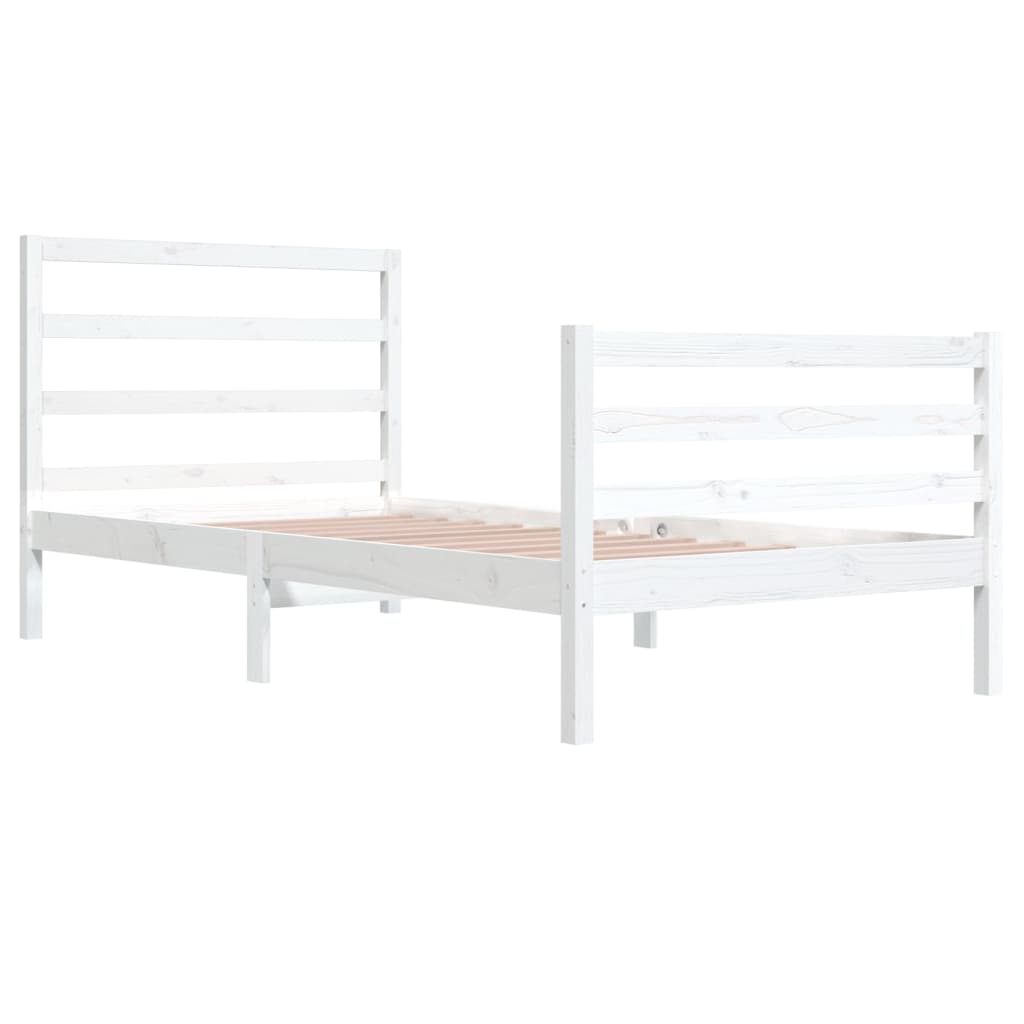 Sängynrunko valkoinen täysi mänty 100x200 cm - Sisustajankoti.fi