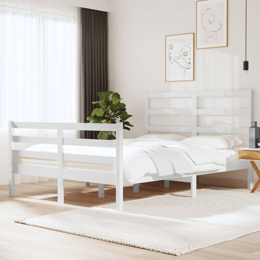 Sängynrunko valkoinen täysi mänty 150x200 cm 5FT King Size - Sisustajankoti.fi