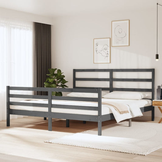 Sängynrunko harmaa täysi mänty 180x200 cm 6FT Super King - Sisustajankoti.fi