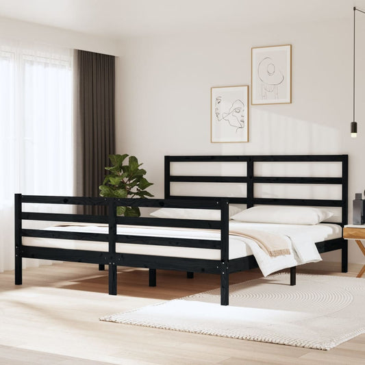 Sängynrunko musta täysi mänty 180x200 cm 6FT Super King - Sisustajankoti.fi