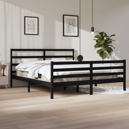 Sängynrunko musta täysi mänty 200 x 200 cm - Sisustajankoti.fi