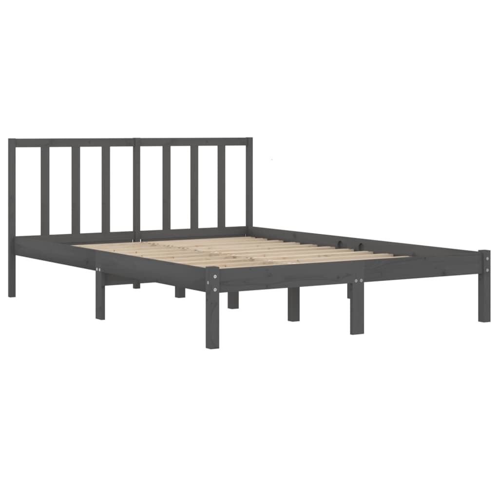 Sängynrunko harmaa täysi mänty 150x200 cm 5FT King Size - Sisustajankoti.fi