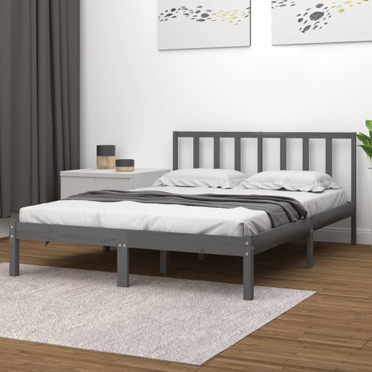 Sängynrunko harmaa täysi mänty 150x200 cm 5FT King Size - Sisustajankoti.fi