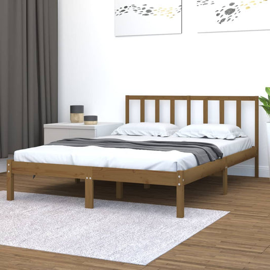 Sängynrunko hunajanruskea täysi mänty 150x200 cm 5FT King Size - Sisustajankoti.fi