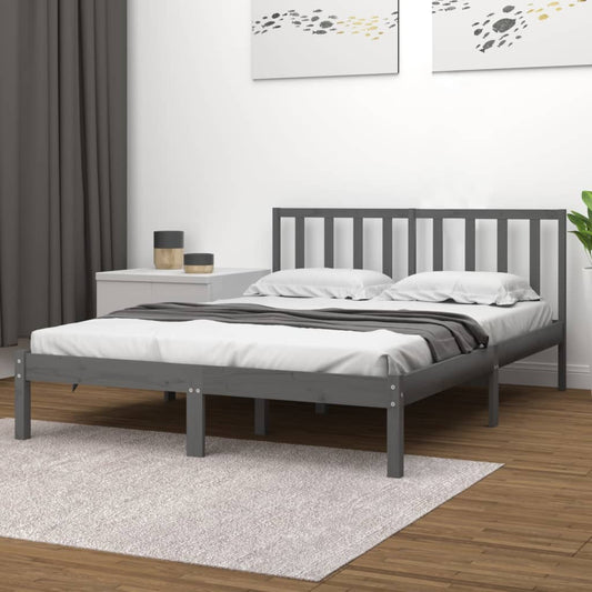 Sängynrunko harmaa täysi mänty 200x200 cm - Sisustajankoti.fi