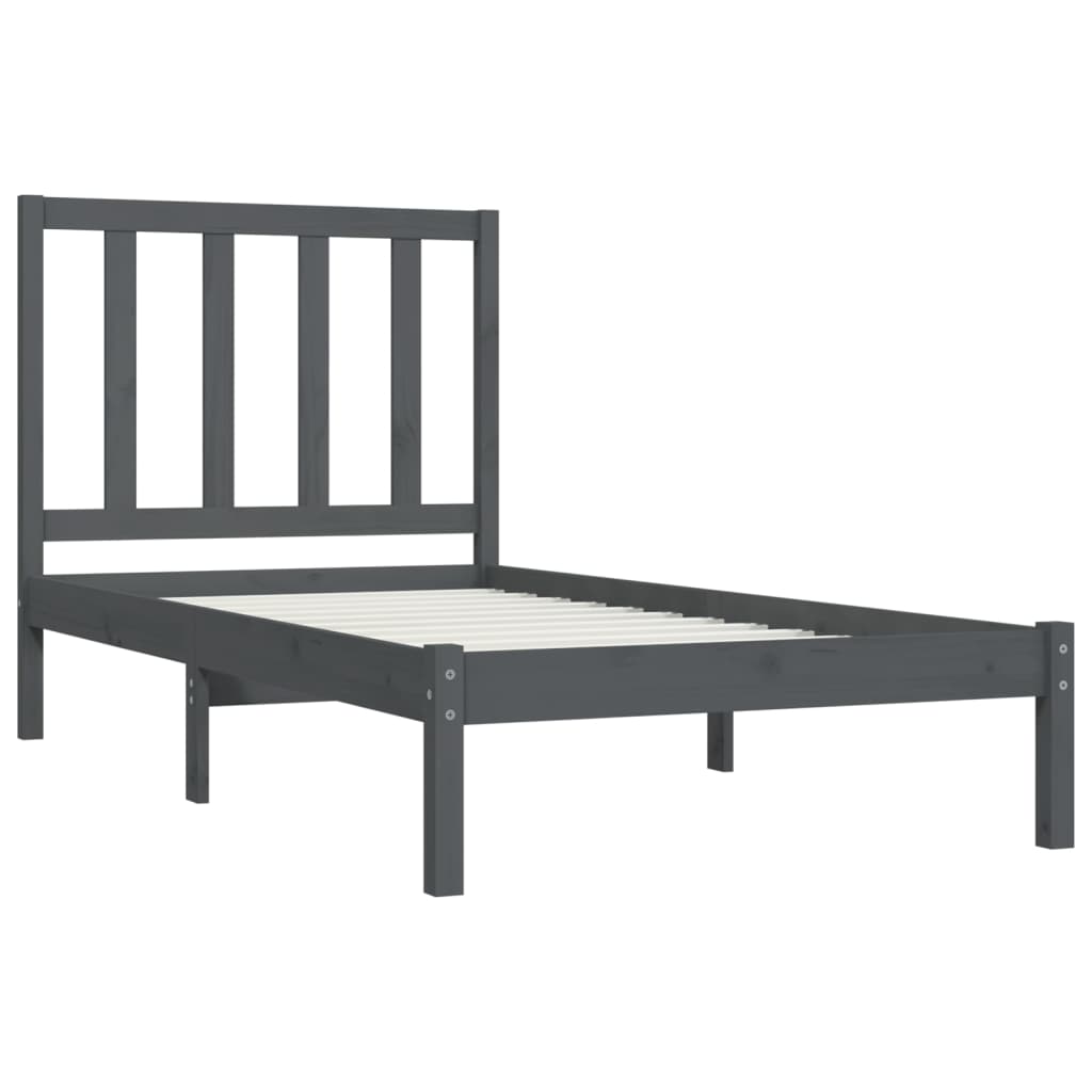 Sängynrunko harmaa täysi mänty 75x190 cm 2FT6 Small Single - Sisustajankoti.fi