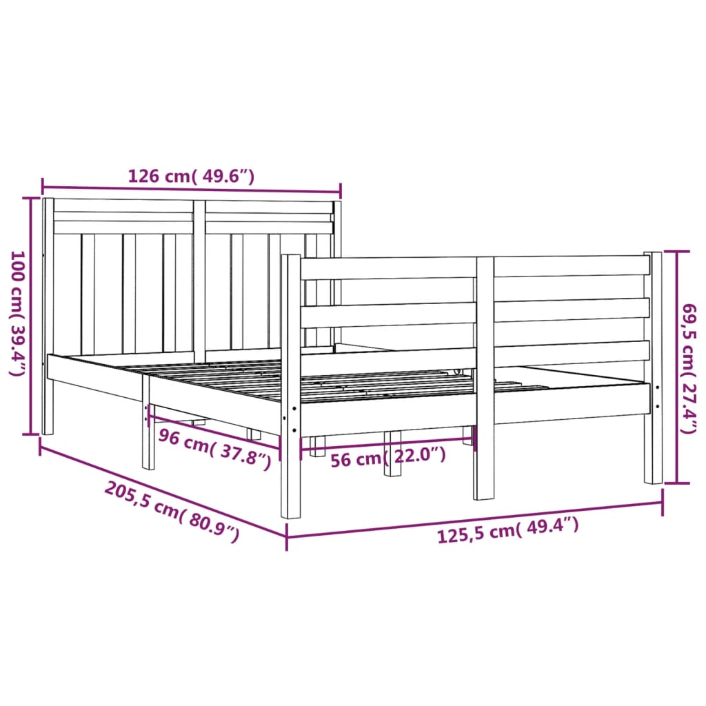 Sängynrunko täysi puu 120x200 cm - Sisustajankoti.fi
