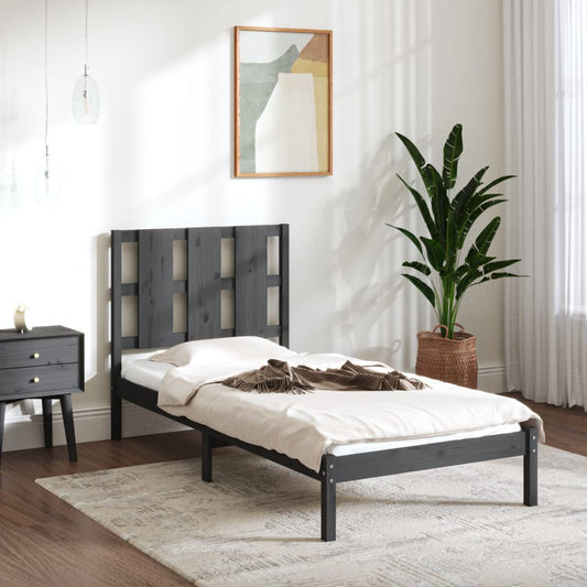 Sängynrunko harmaa täysi mänty 90x200 cm - Sisustajankoti.fi