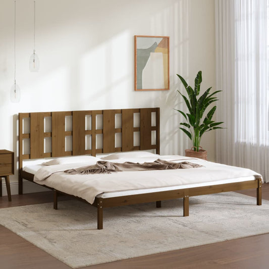 Sängynrunko hunajanruskea täysi mänty 200x200 cm - Sisustajankoti.fi
