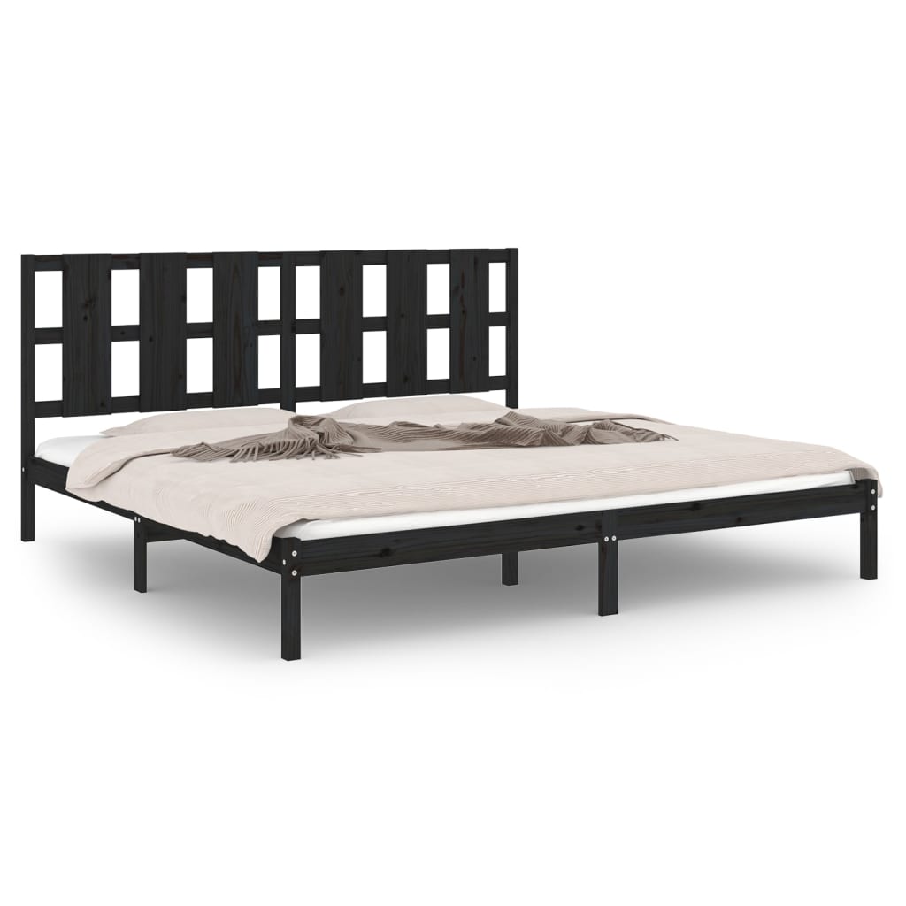 Sängynrunko musta täysi mänty 200 x 200 cm - Sisustajankoti.fi