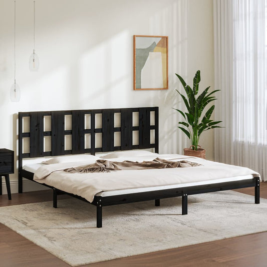 Sängynrunko musta täysi mänty 200 x 200 cm - Sisustajankoti.fi