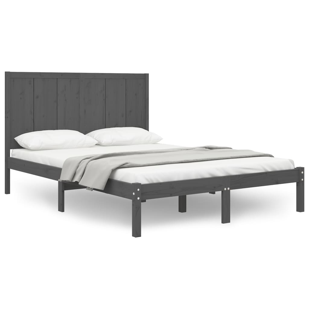 Sängynrunko harmaa täysi mänty 150x200 cm 5FT King Size - Sisustajankoti.fi