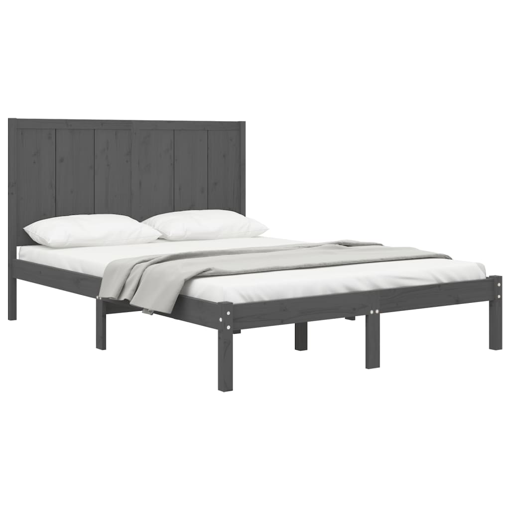 Sängynrunko harmaa täysi mänty 150x200 cm 5FT King Size - Sisustajankoti.fi