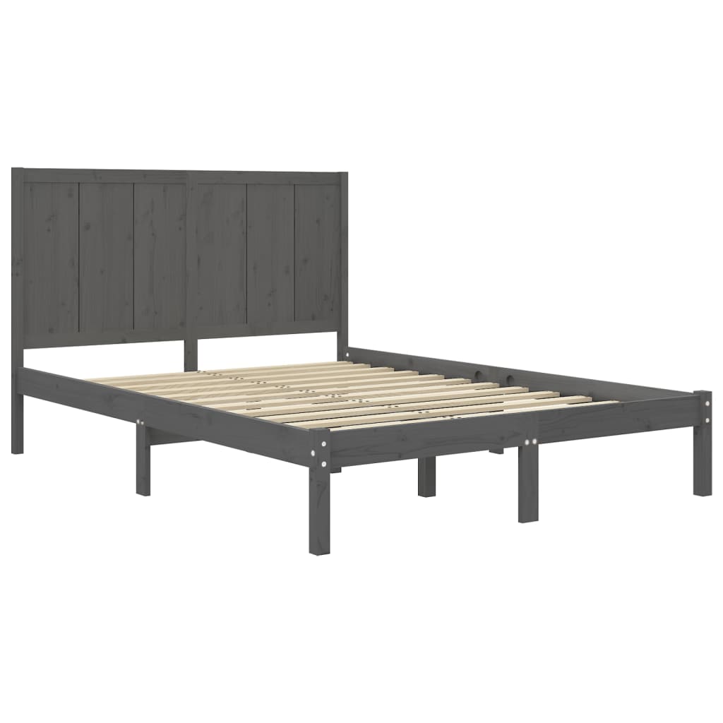 Sängynrunko harmaa täysi mänty 150x200 cm 5FT King Size - Sisustajankoti.fi