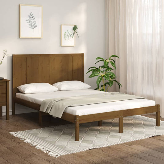 Sängynrunko hunajanruskea täysi mänty 150x200 cm 5FT King Size - Sisustajankoti.fi