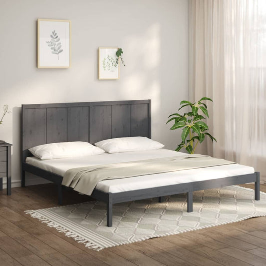 Sängynrunko harmaa täysi mänty 200x200 cm - Sisustajankoti.fi