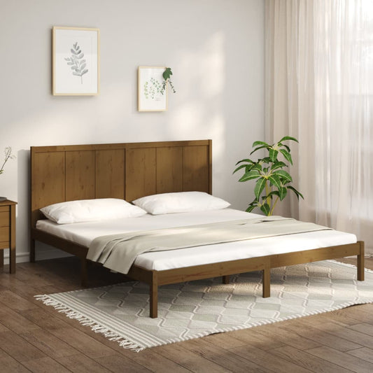 Sängynrunko hunajanruskea täysi mänty 200x200 cm - Sisustajankoti.fi