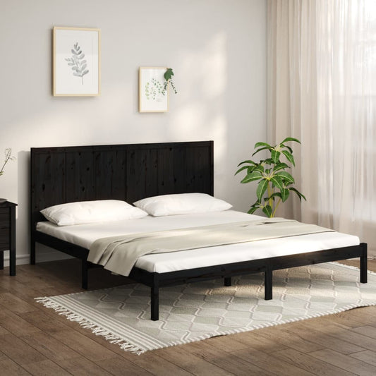 Sängynrunko musta täysi mänty 200 x 200 cm - Sisustajankoti.fi