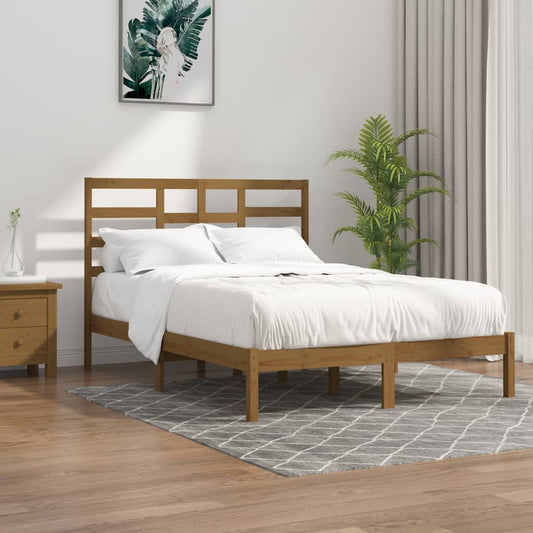 Sängynrunko hunajanruskea täysi puu 150x200 cm 5FT King Size - Sisustajankoti.fi