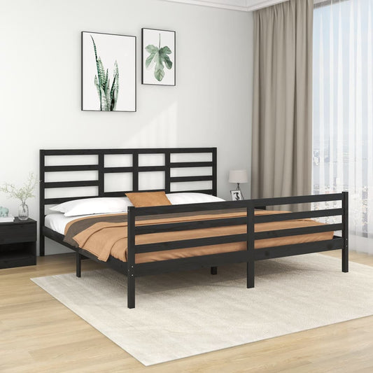 Sängynrunko musta täysi puu 200 x 200 cm - Sisustajankoti.fi