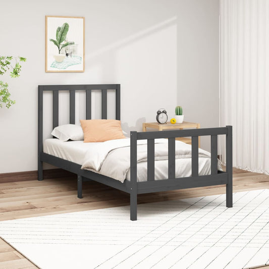 Sängynrunko harmaa täysi mänty 100x200 cm - Sisustajankoti.fi