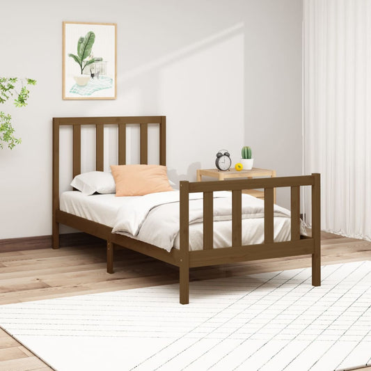 Sängynrunko hunajanruskea täysi mänty 100x200 cm - Sisustajankoti.fi