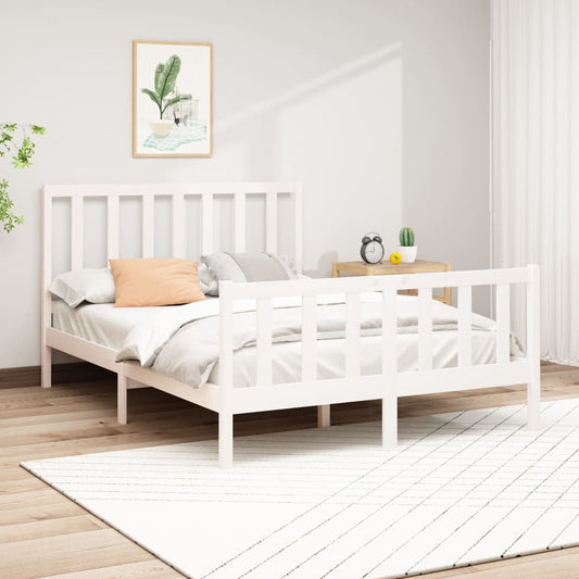 Sängynrunko valkoinen täysi mänty 150x200 cm 5FT King Size - Sisustajankoti.fi