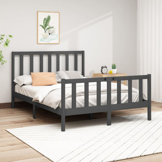 Sängynrunko harmaa täysi mänty 150x200 cm 5FT King Size - Sisustajankoti.fi