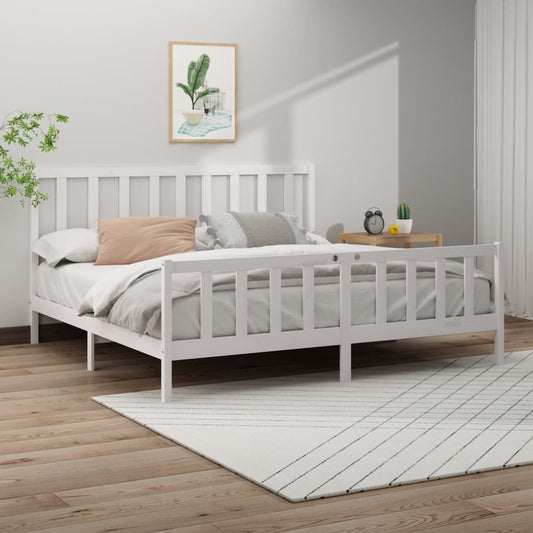 Sängynrunko valkoinen täysi mänty 180x200 cm 6FT Super King - Sisustajankoti.fi