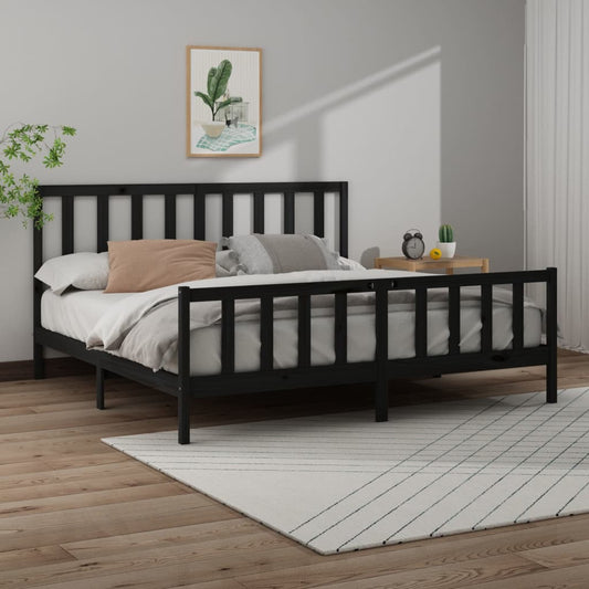 Sängynrunko musta täysi mänty 200 x 200 cm - Sisustajankoti.fi