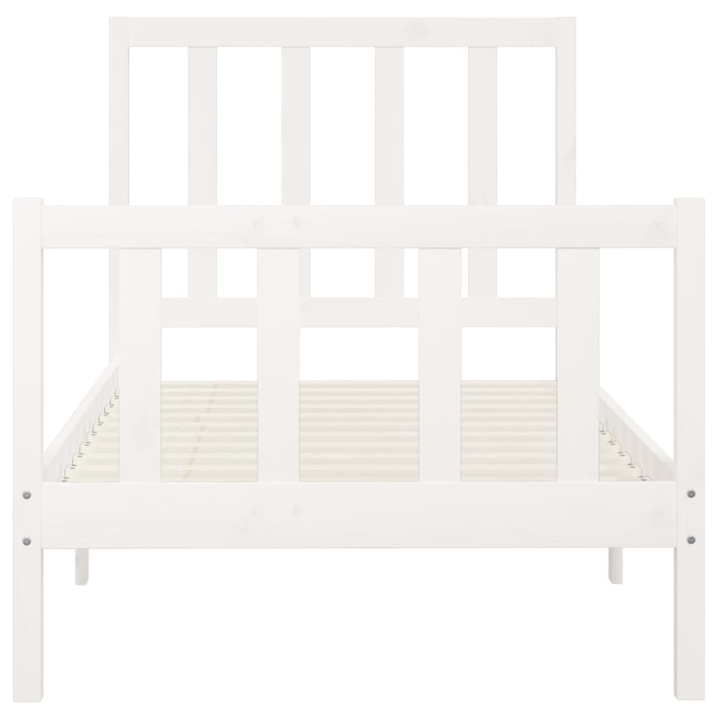 Sängynrunko valkoinen täysi puu 100x200 cm - Sisustajankoti.fi