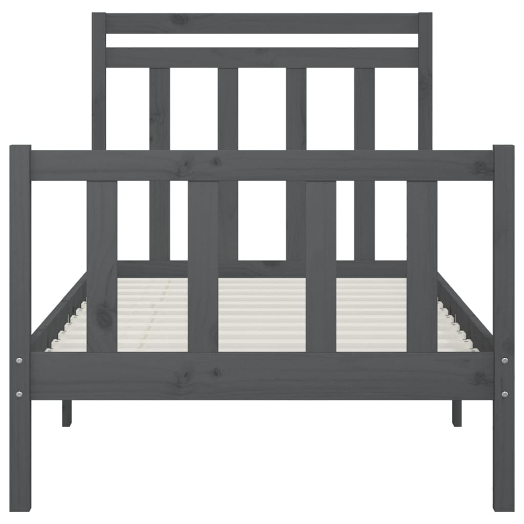 Sängynrunko harmaa täysi mänty 90x200 cm - Sisustajankoti.fi