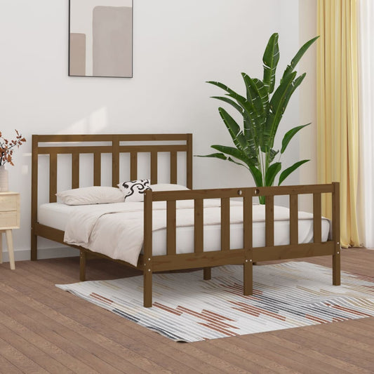 Sängynrunko hunajanruskea täysi mänty 150x200 cm 5FT King Size - Sisustajankoti.fi