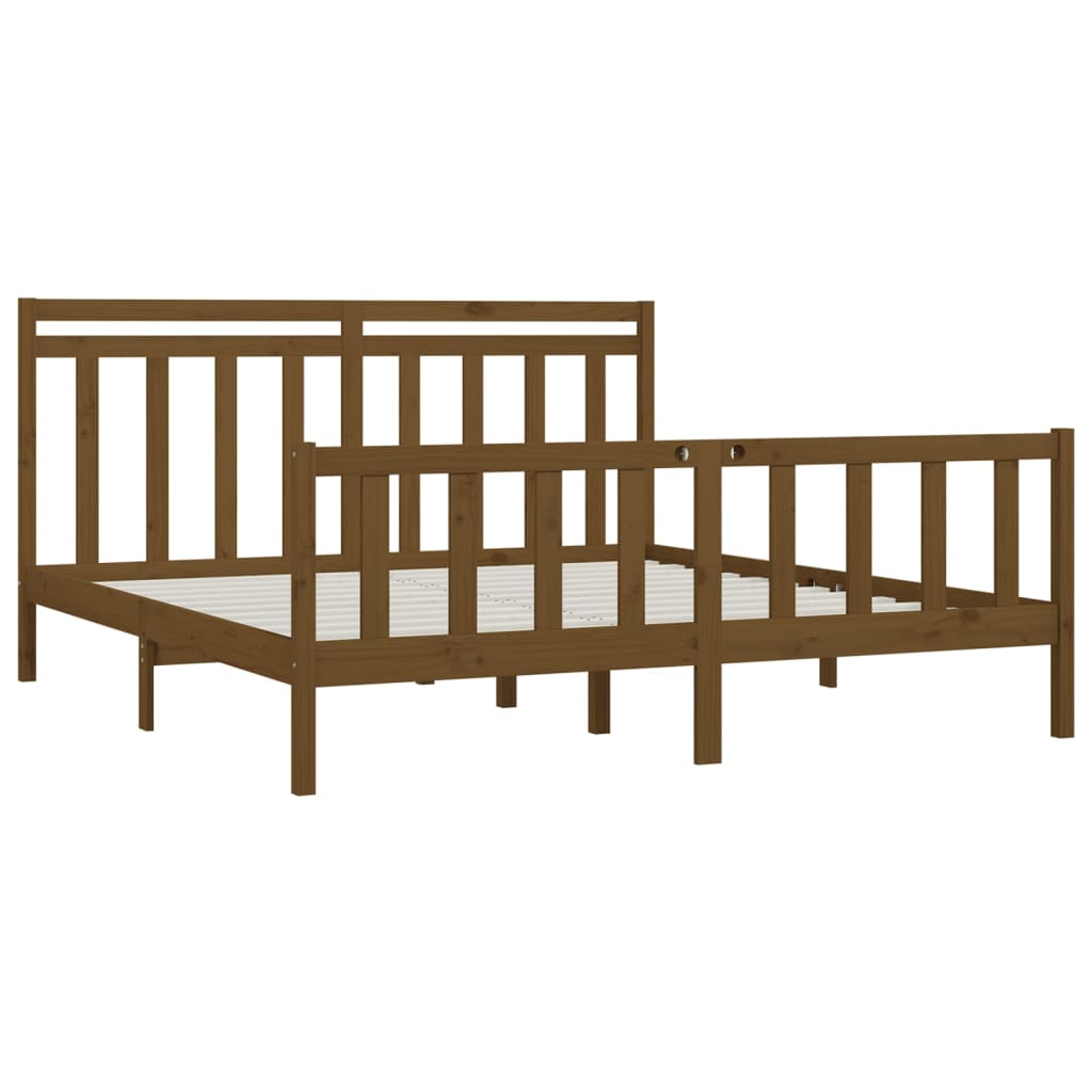 Sängynrunko hunajanruskea täysi mänty 200x200 cm - Sisustajankoti.fi