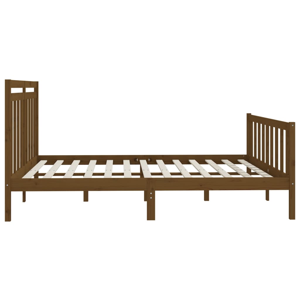 Sängynrunko hunajanruskea täysi mänty 200x200 cm - Sisustajankoti.fi