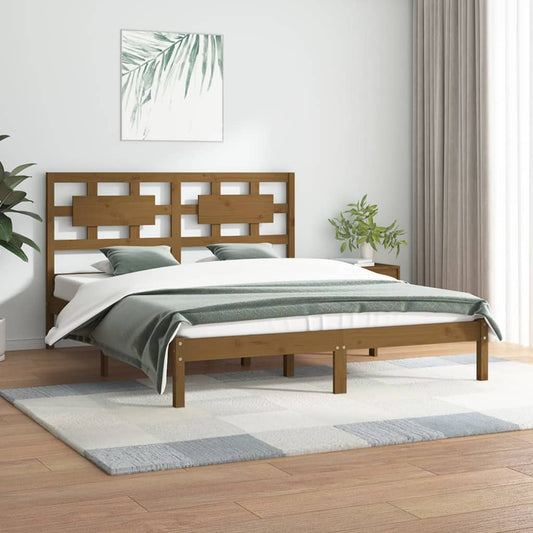 Sängynrunko hunajanruskea täysi mänty 150x200 cm 5FT King Size - Sisustajankoti.fi