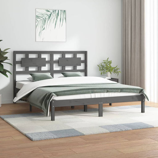 Sängynrunko harmaa täysi mänty 180x200 cm 6FT Super King - Sisustajankoti.fi
