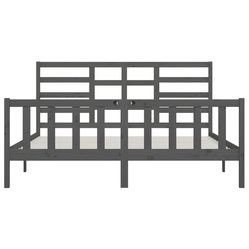 Sängynrunko harmaa täysi mänty 200 x 200 cm - Sisustajankoti.fi
