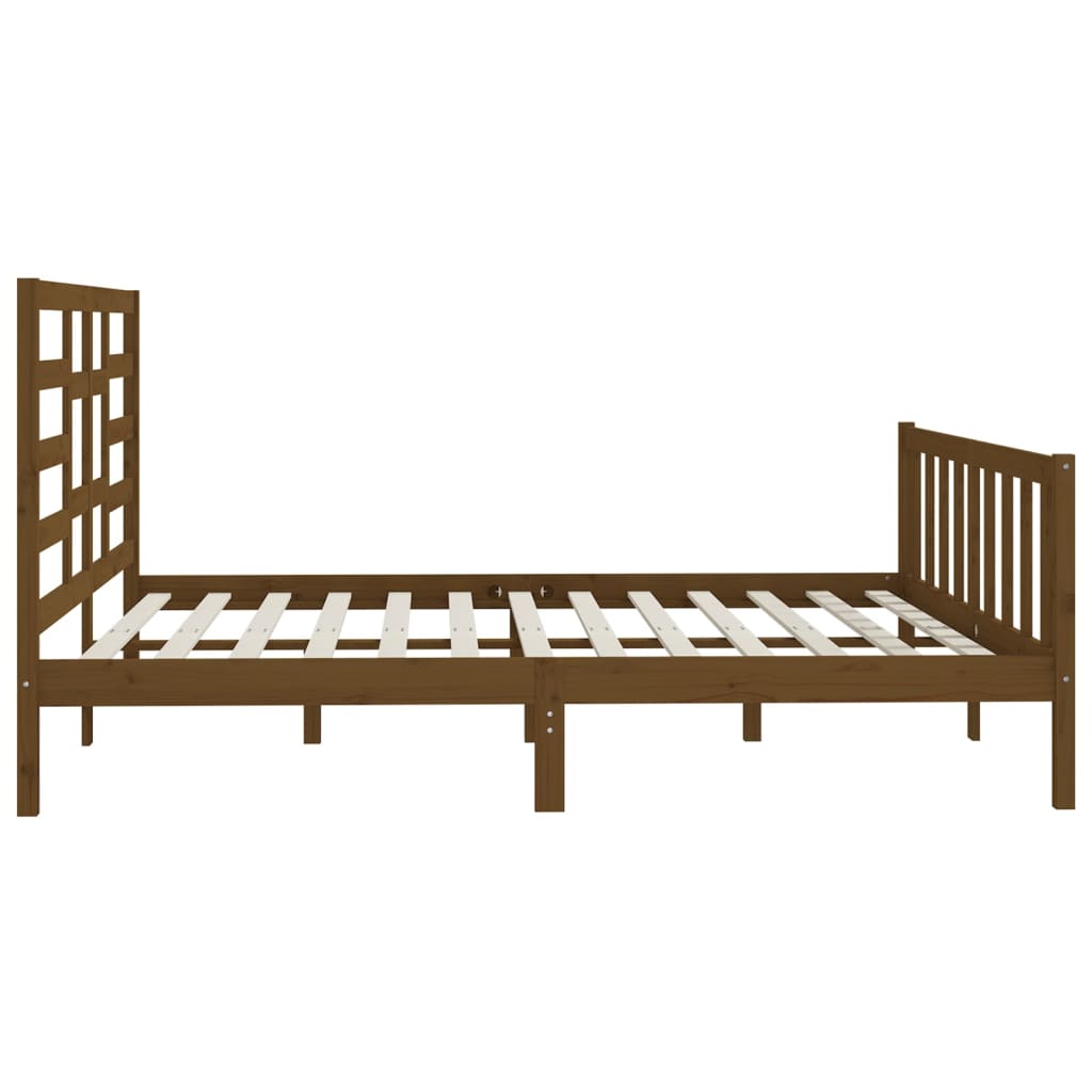 Sängynrunko hunajanruskea täysi mänty 200x200 cm - Sisustajankoti.fi