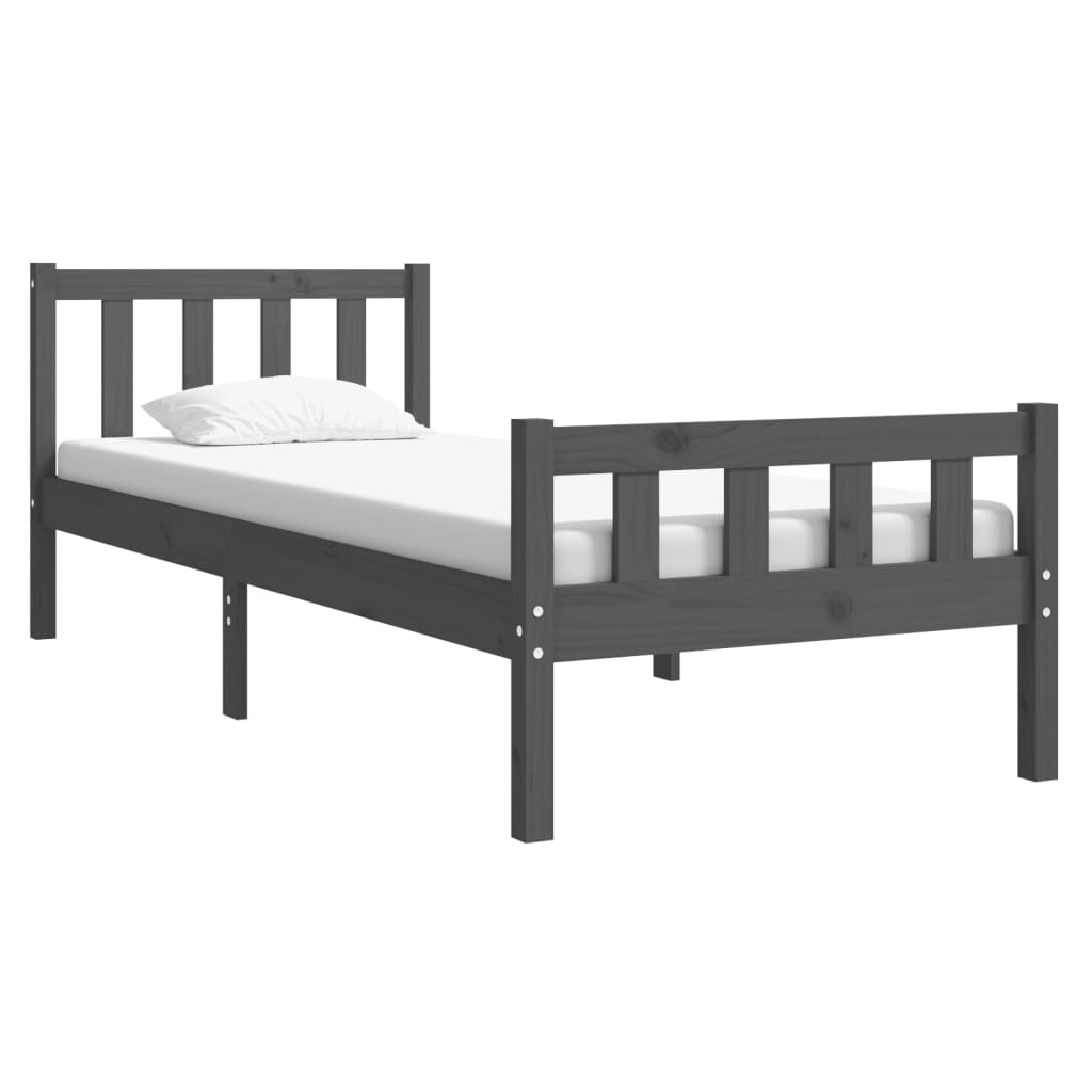 Sängynrunko harmaa täysi puu 75x190 cm 2FT6 Small Single - Sisustajankoti.fi
