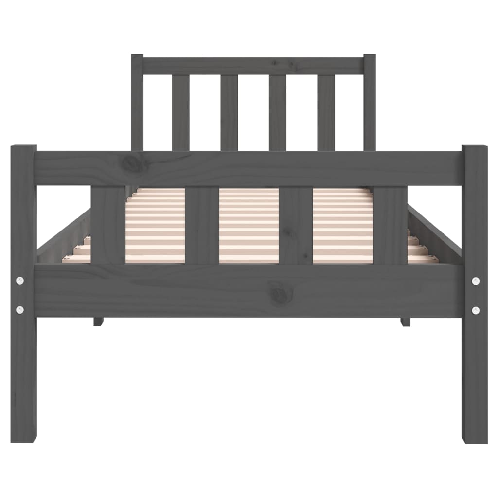 Sängynrunko harmaa täysi puu 75x190 cm 2FT6 Small Single - Sisustajankoti.fi