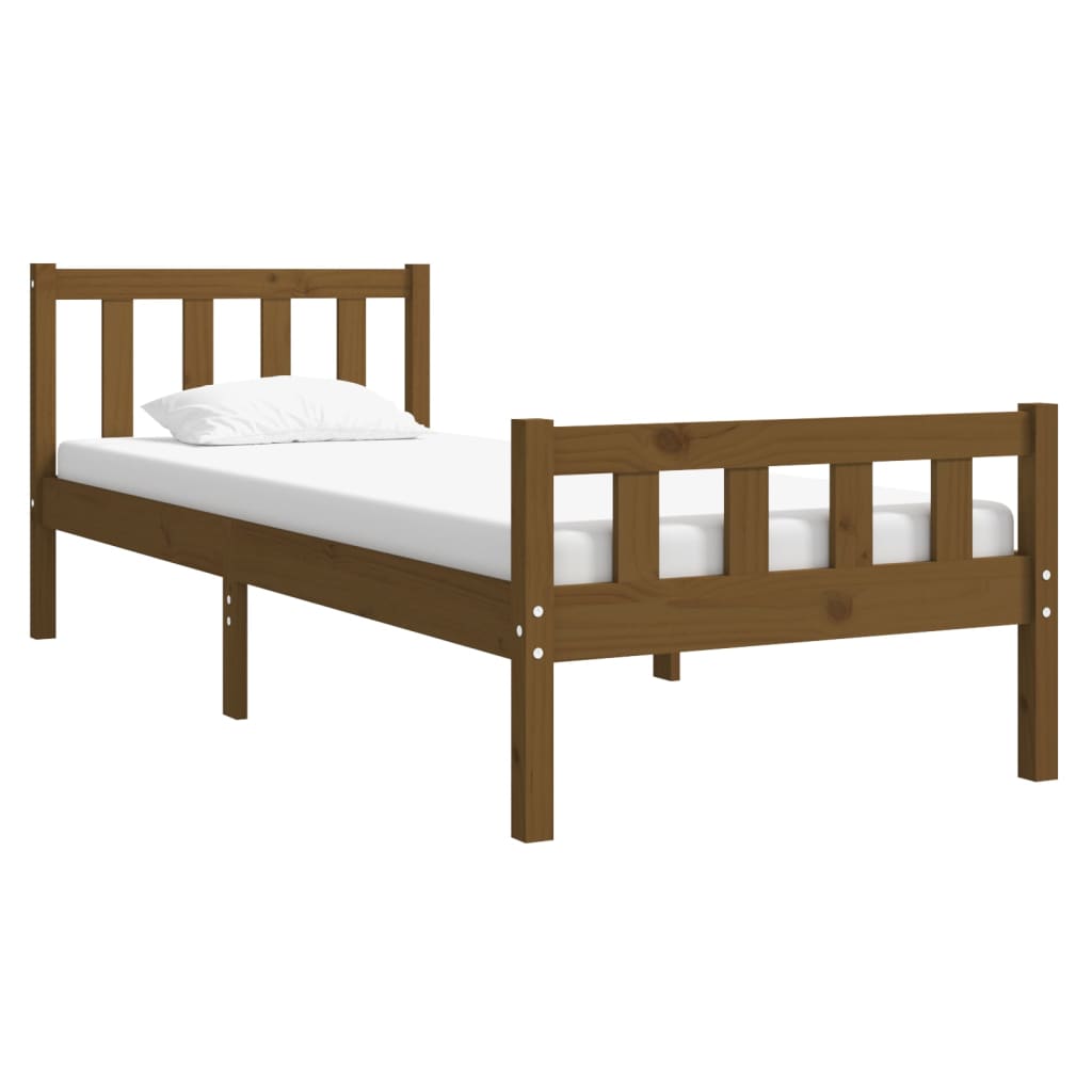 Sängynrunko hunajanruskea täysi puu 75x190 cm 2FT6 Small Single - Sisustajankoti.fi