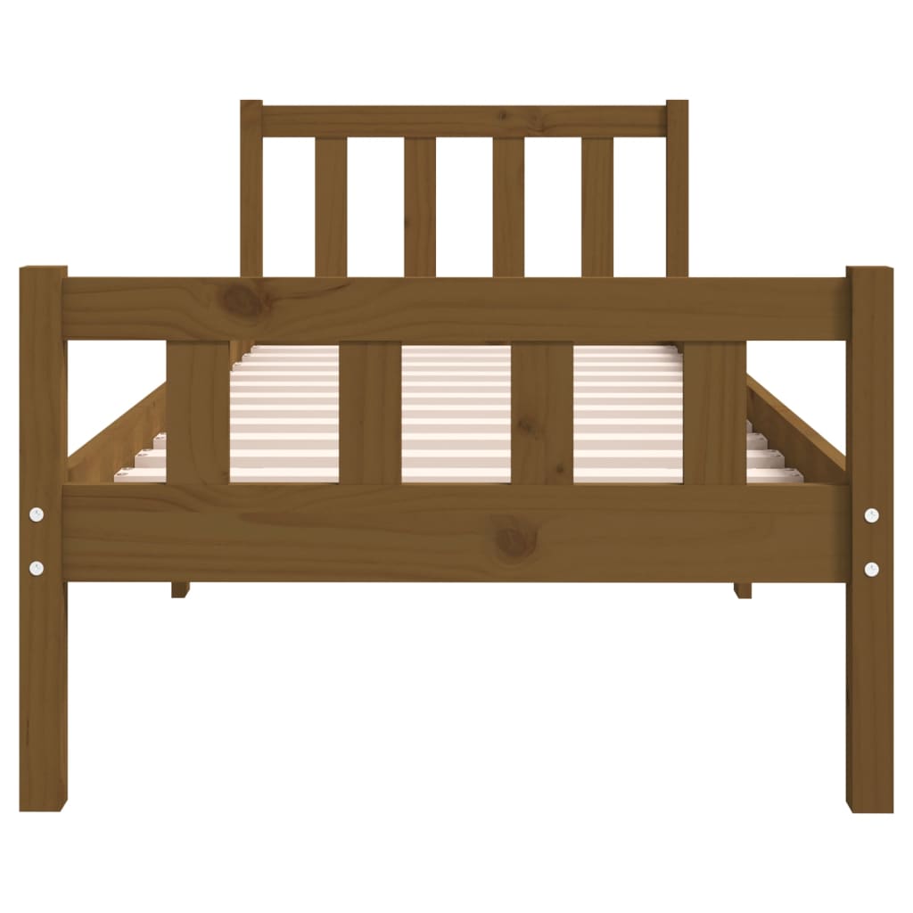 Sängynrunko hunajanruskea täysi puu 75x190 cm 2FT6 Small Single - Sisustajankoti.fi