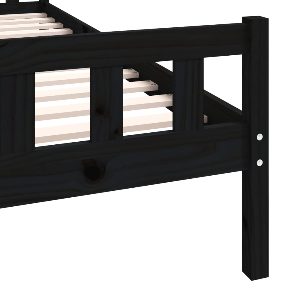 Sängynrunko musta täysi puu 75x190 cm 2FT6 Small Single - Sisustajankoti.fi