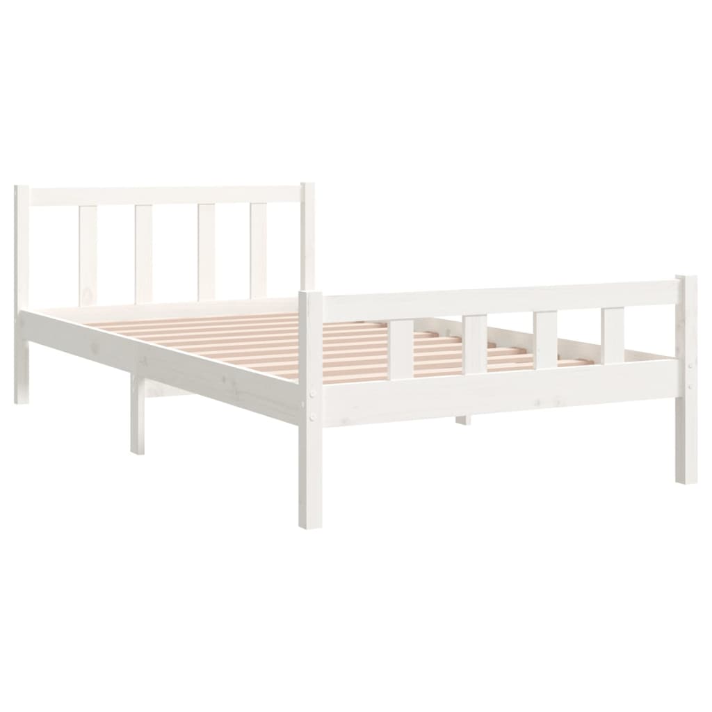 Sängynrunko valkoinen täysi puu 90x200 cm - Sisustajankoti.fi