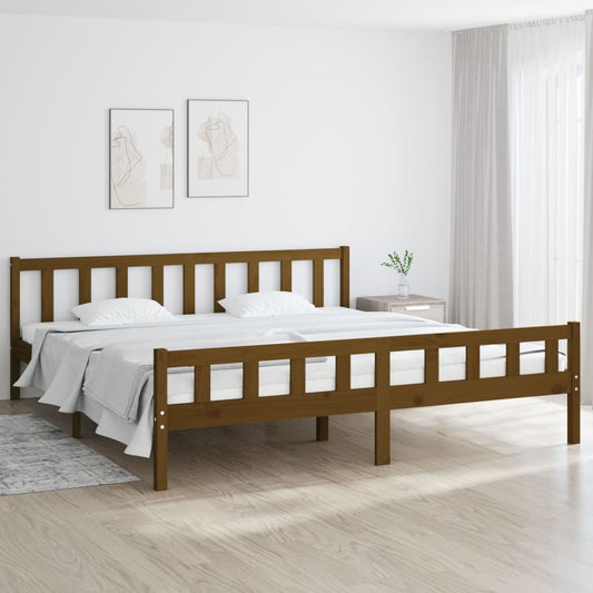 Sängynrunko hunajanruskea täysi puu 200x200 cm - Sisustajankoti.fi