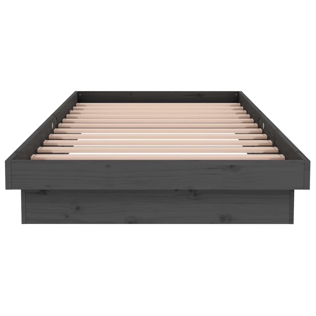 Sängynrunko harmaa täysi puu 90x200 cm - Sisustajankoti.fi