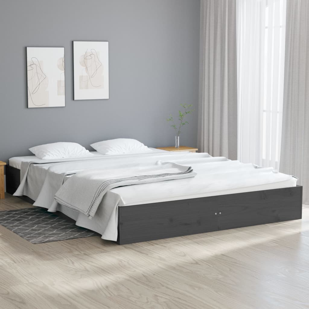 Sängynrunko harmaa täysi mänty 150x200 cm 5FT King Size - Sisustajankoti.fi